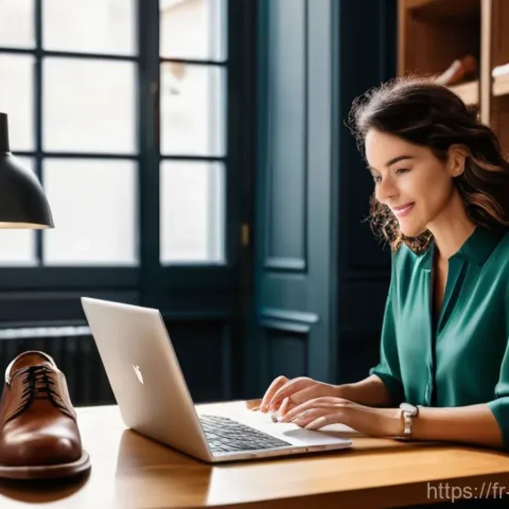 전자상거래 관리사 실기 과목별 주요 내용 요약 - **Prompt for SEO & Content:** A bright, contemporary home office scene where a stylish French woman,...