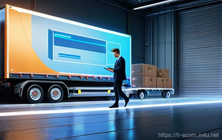 전자상거래 자격증 취득 후 물류 관리 경력 전환 - **Prompt:** "A captivating visual representing the seamless integration of e-commerce and modern log...