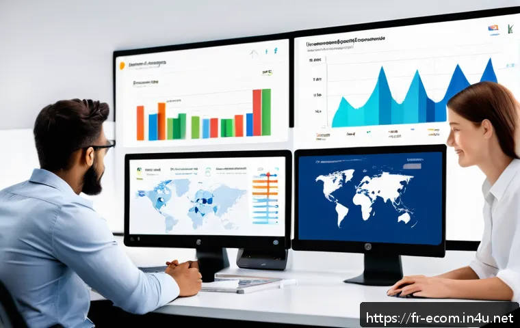 전자상거래 실기 시험 대비 고객 데이터 분석 기법 정리법 - A modern digital marketing office scene showing a diverse team of professionals analyzing customer d...