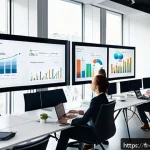 전자상거래 실무에서 경험한 CRM 시스템 구축 사례 - A modern office scene illustrating advanced CRM-driven customer segmentation: a diverse team of Fren...