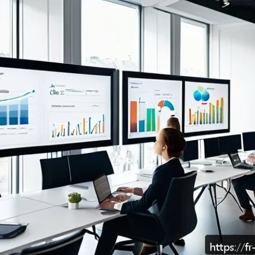 전자상거래 실무에서 경험한 CRM 시스템 구축 사례 - A modern office scene illustrating advanced CRM-driven customer segmentation: a diverse team of Fren...