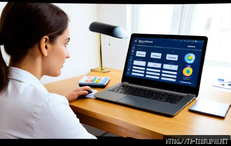 Home 17 전자상거래 관리사 실기 시험 합격률을 높이는 핵심 비법 - Photorealistic French adult learner preparing for an e-commerce management practical exam at a tidy ...